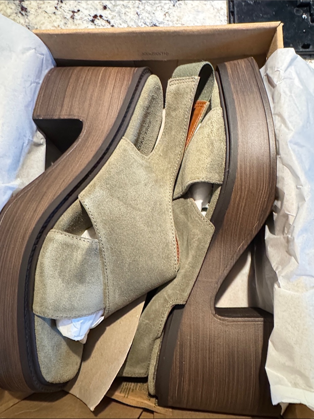 Free People Olive Green Suede Platform Clog Sandals - Picture 9 of 10